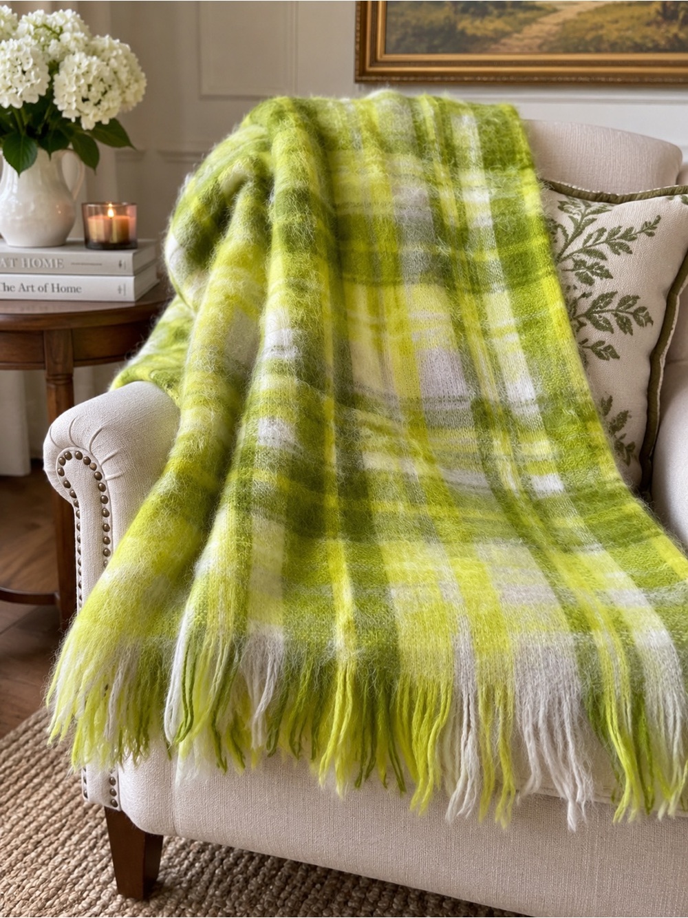 Vintage made in Scotland by Hudson’s Bay Company Mohair Wool Plaid Throw Blanket